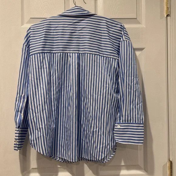 Zara Blue and White Striped Shirt - Picture 8 of 9